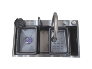 Kit tarja cascada premium 80x45cm, gris oscuro | Acero Inoxidable