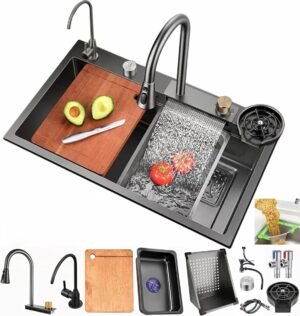 D_NQ_NP_2X_660691-MLA81057448303_112024-F Kit tarja cascada premium 80x45cm, gris oscuro | Acero Inoxidable