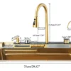 Kit tarja cascada premium 75x45cm, dorado | Acero Inoxidable