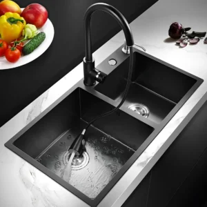 Kit Tarja Doble 80×45 cm – Acero Inoxidable, negro mate
