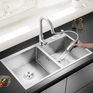 Kit Tarja Doble 80×45 cm – Acero Inoxidable, plateado