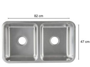 Tarja Submontable doble 82×47x22cm - Acero Inoxidable