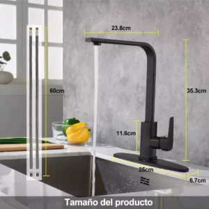 D_NQ_NP_2X_888796-MLM79147552357_092024-F-grifo-monomando-fregadero-llave-mezcladora-negra-con-cubiert Monomando giratorio tipo L, negro mate | Acero Inoxidable