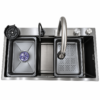 Kit tarja 80x45 cm con cascada premium, negro mate | Acero Inoxidable