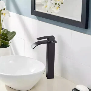 Monomando tipo cascada para Baño, negro mate| Acero Inoxidable