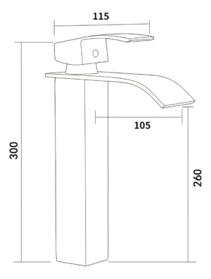 Monomando tipo cascada para Baño, plateado | Acero Inoxidable