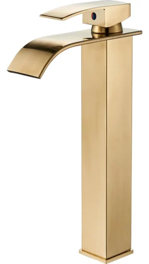 Monomando tipo cascada para Baño, dorado| Acero Inoxidable