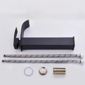 Monomando tipo cascada para Baño, negro mate| Acero Inoxidable