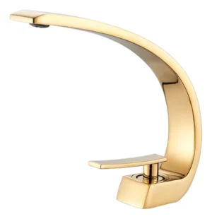 Monomando para Lavabo tipo C, dorado| Acero inoxidable