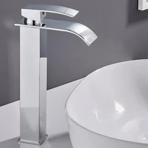 Monomando tipo cascada para Baño, plateado | Acero Inoxidable