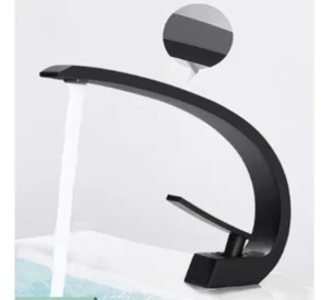 Monomando para Lavabo tipo C, negro| Acero inoxidable