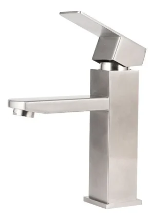 Monomando Bajo para Lavabo, Satinado | Acero Inoxidable