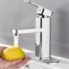 Monomando Bajo para Lavabo, Plateado | Acero Inoxidable