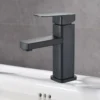 Monomando Bajo para Lavabo, Negro | Acero Inoxidable
