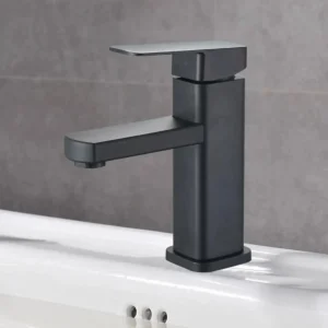 Monomando Bajo para Lavabo, Negro | Acero Inoxidable