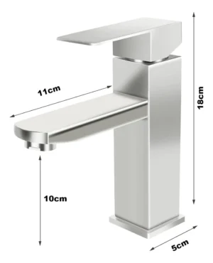 Monomando Bajo para Lavabo, Satinado | Acero Inoxidable