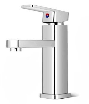 Monomando Bajo para Lavabo, Plateado | Acero Inoxidable