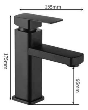 Monomando Bajo para Lavabo, Negro | Acero Inoxidable