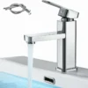 Monomando Bajo para Lavabo, Plateado | Acero Inoxidable