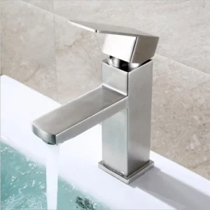 Monomando Bajo para Lavabo, Satinado | Acero Inoxidable