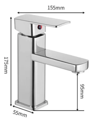 Monomando Bajo para Lavabo, Plateado | Acero Inoxidable