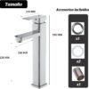 51mkp40DNcL._AC_SL1200_ Monomando Alto para Lavabo, plateado| Acero Inoxidable