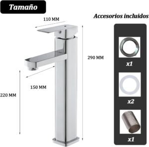 51mkp40DNcL._AC_SL1200_ Monomando Alto para Lavabo, plateado| Acero Inoxidable