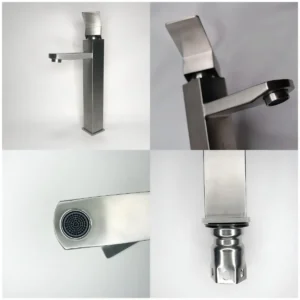 D_NQ_NP_2X_701663-CBT75518763700_042024-F-llave-mezcladora-monomando-de-acero-cepillado-para-bano-30cm Monomando Alto para Lavabo, satinado | Acero Inoxidable