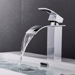 Monomando Cascada bajo, plateado | Acero Inoxidable