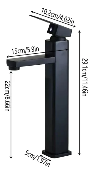 D_NQ_NP_2X_781088-MLM73926643650_012024-F-grifo-lavabo-bano-caliente-y-frio-disponible-35cm Monomando Alto para Lavabo, Negro| Acero Inoxidable