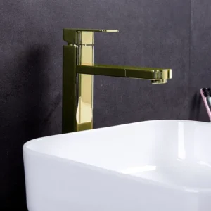 Monomando Alto para Lavabo, Dorado| Acero Inoxidable