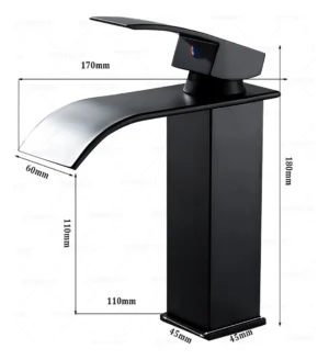 Monomando Cascada bajo, negro | Acero Inoxidable