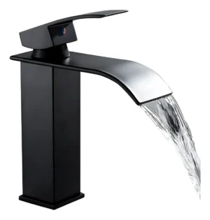 D_NQ_NP_2X_951577-CBT87466873981_072025-F-grifo-mezclador-para-lavabo-de-bano-de-acero-inoxidable Monomando Cascada bajo, negro | Acero Inoxidable