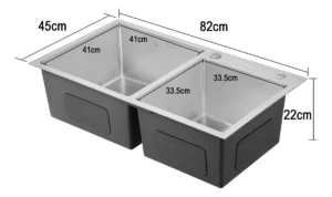 D_NQ_NP_2X_956382-MLA91388014423_092025-F Tarja Doble 82x45 cm, con escurridor y contracanastas – Acero Inoxidable