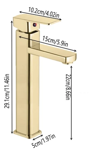 Monomando Alto para Lavabo, Dorado| Acero Inoxidable