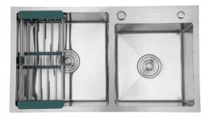 D_NQ_NP_2X_987942-MLA89239700141_082025-F Tarja Doble 82x45 cm, con escurridor y contracanastas – Acero Inoxidable