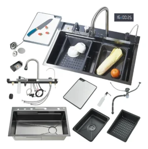 D_NQ_NP_2X_983826-MLM99944559230_122025-F Kit tarja cascada premium 75x45cm, OSCURO | Acero Inoxidable